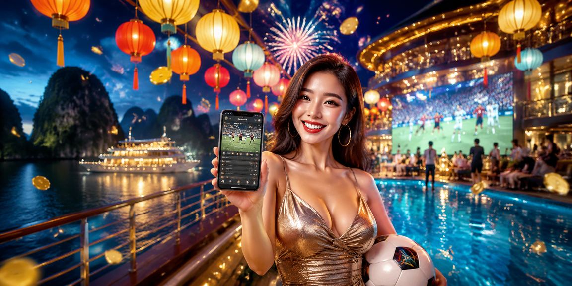 Người dùng Hạ Long truy cập app casino tại chợ đêm nhìn ra vịnh đêm
